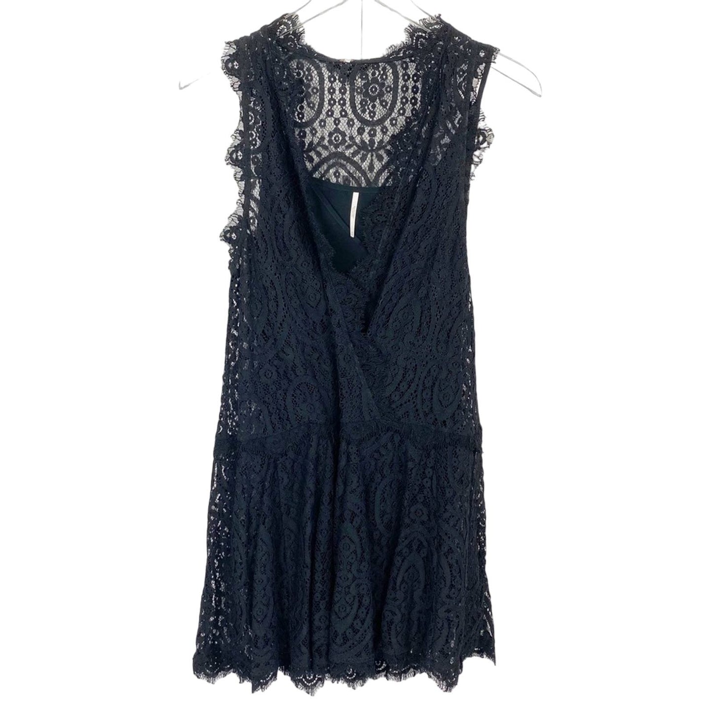 Free People black lace mini Dress w/ slip Tunic Top new $108 size XS extra small