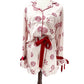 pink peppermint satin pajamas | shorts & long sleeve top | S, M, L