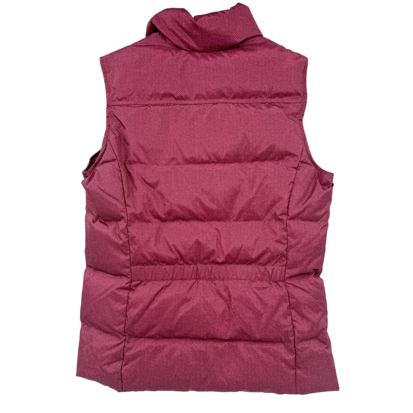 Lands' End quilted burgundy Down Puffer Vest women's SMALL 6-8 herringbone print