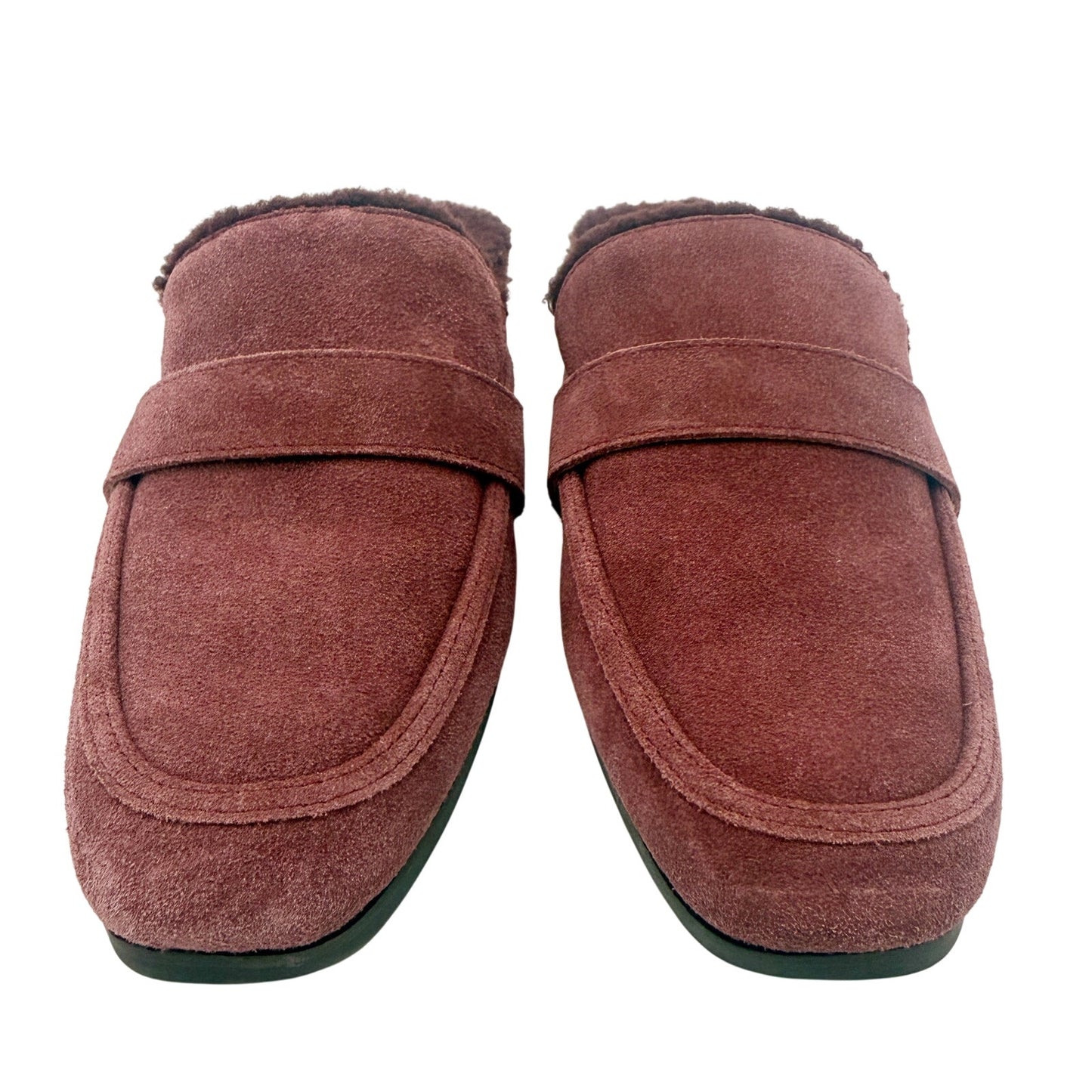 Lucky Brand burgundy Caydim Mule women's 7.5 shoes faux fur lining suede slip-on