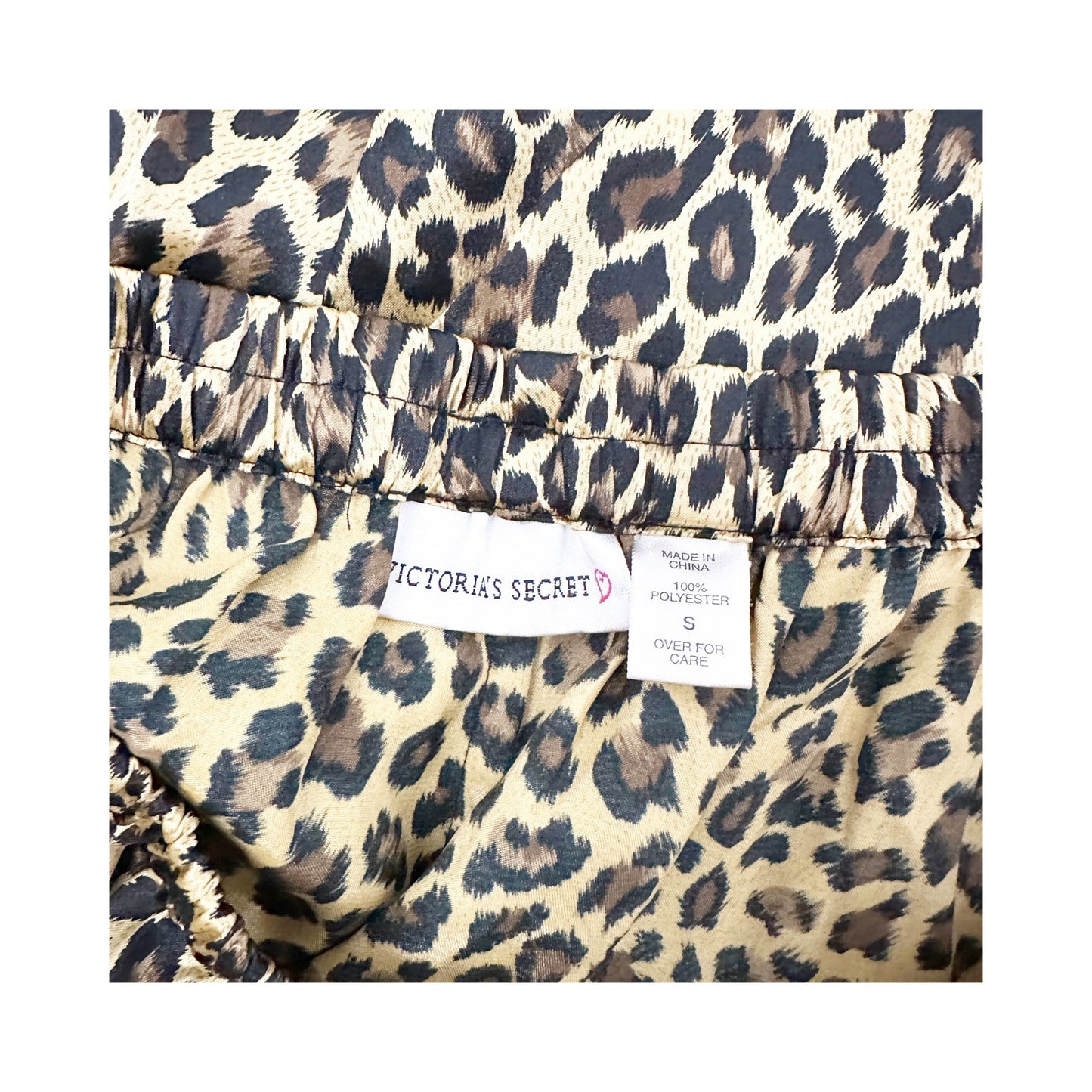 Victoria's Secret satin leopard Lounge Pajama Pants women's size SMALL wide leg