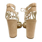 David's Bridal nude Faux Suede Lace-Up Sandals APARIS1 shoes block heels size 9