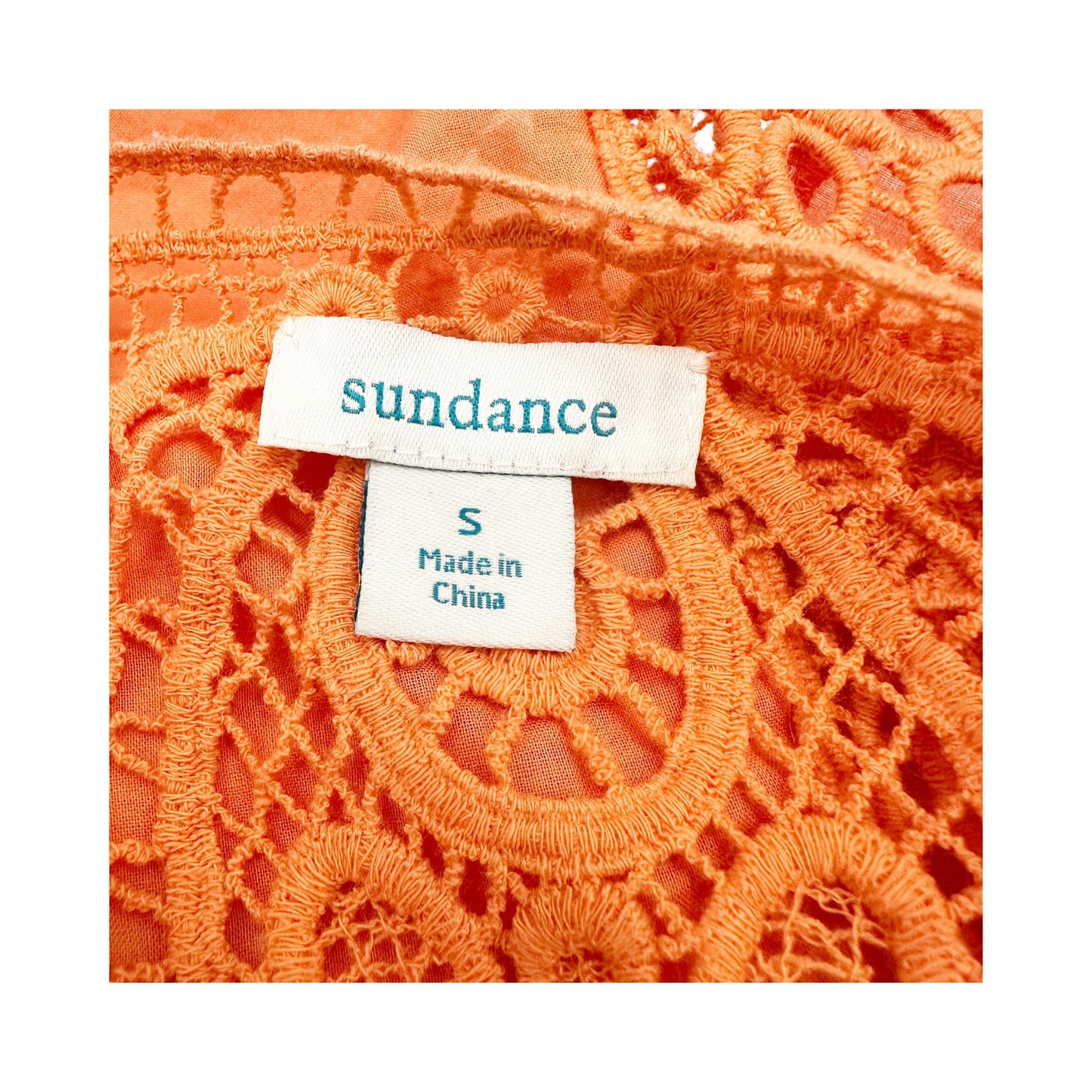 Sundance Amira orange lace pleated Summer casual Dress women's SMALL sundress