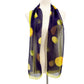 Ellen Tracy dark purple lime green sheer Scarf orange lemons limes 100% silk NEW