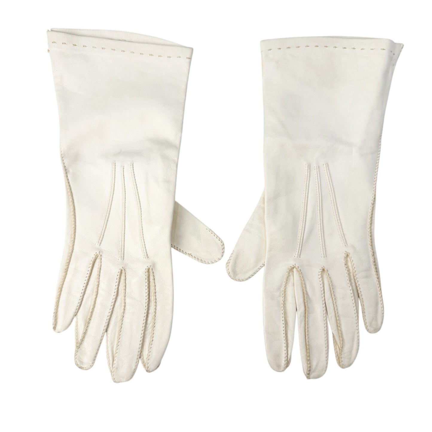 vintage Alexette white leather Above Wrist Dress Gloves women's 7 small