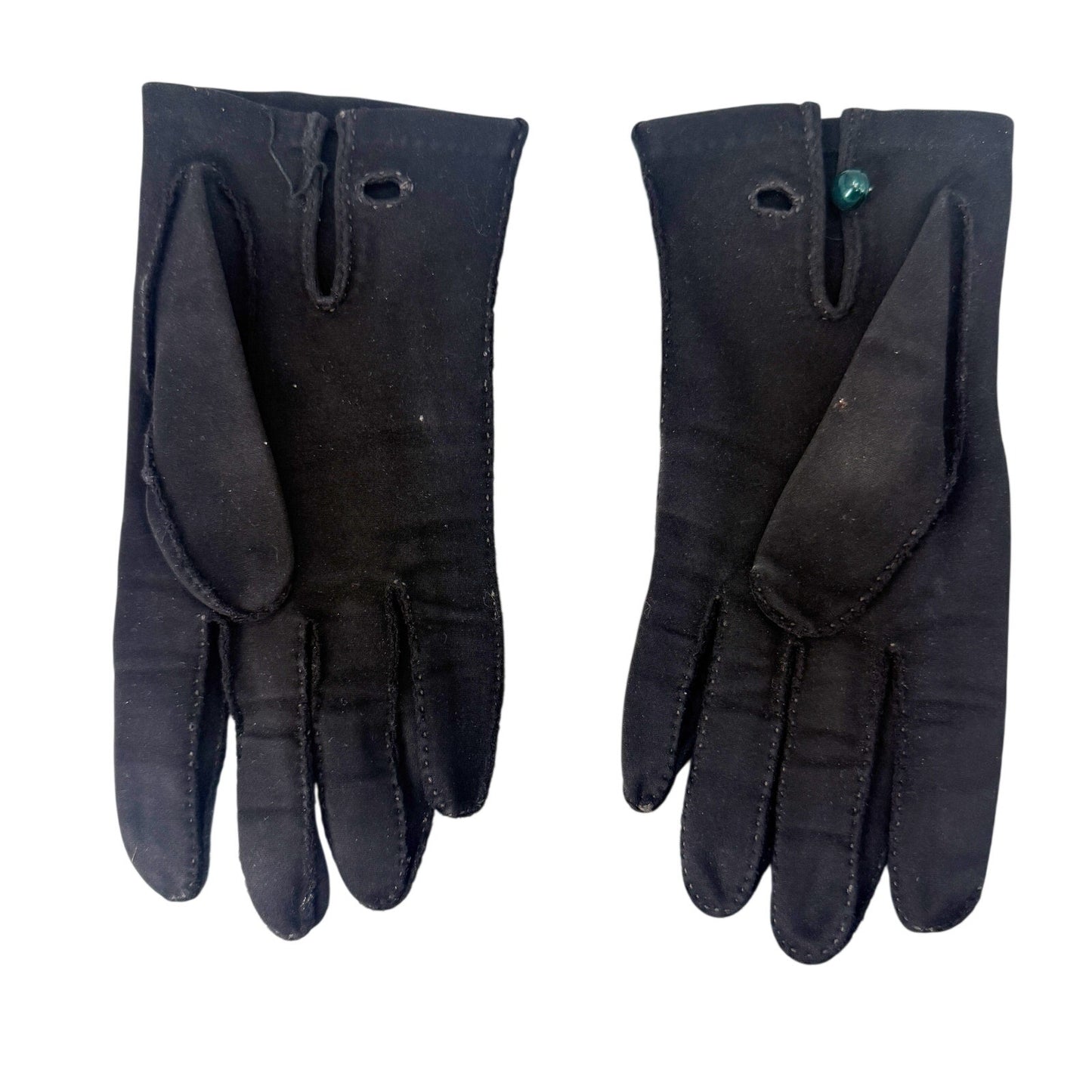vintage black Fashion Dress Gloves women's 7.5 small wrist length button closure