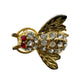 vintage rhinestones red & gold Bee Bug BROOCH small insect costume jewelry pin