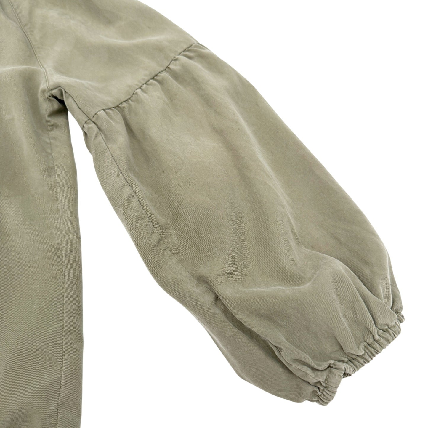 Eddie Bauer olive green Peasant Blouse Top women's SMALL 3/4 sleeves