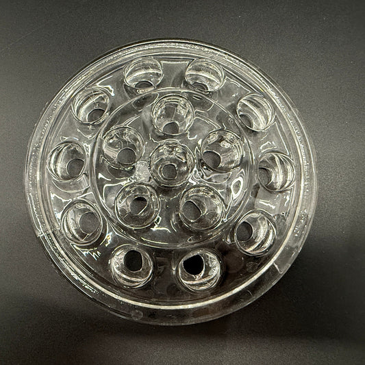 vintage 5" clear glass Flower Frog with 16 stem holes for floral arrangements