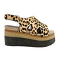 Naked Feet leopard print Geo Sandals women's 6.5 platform shoes calf hair heels