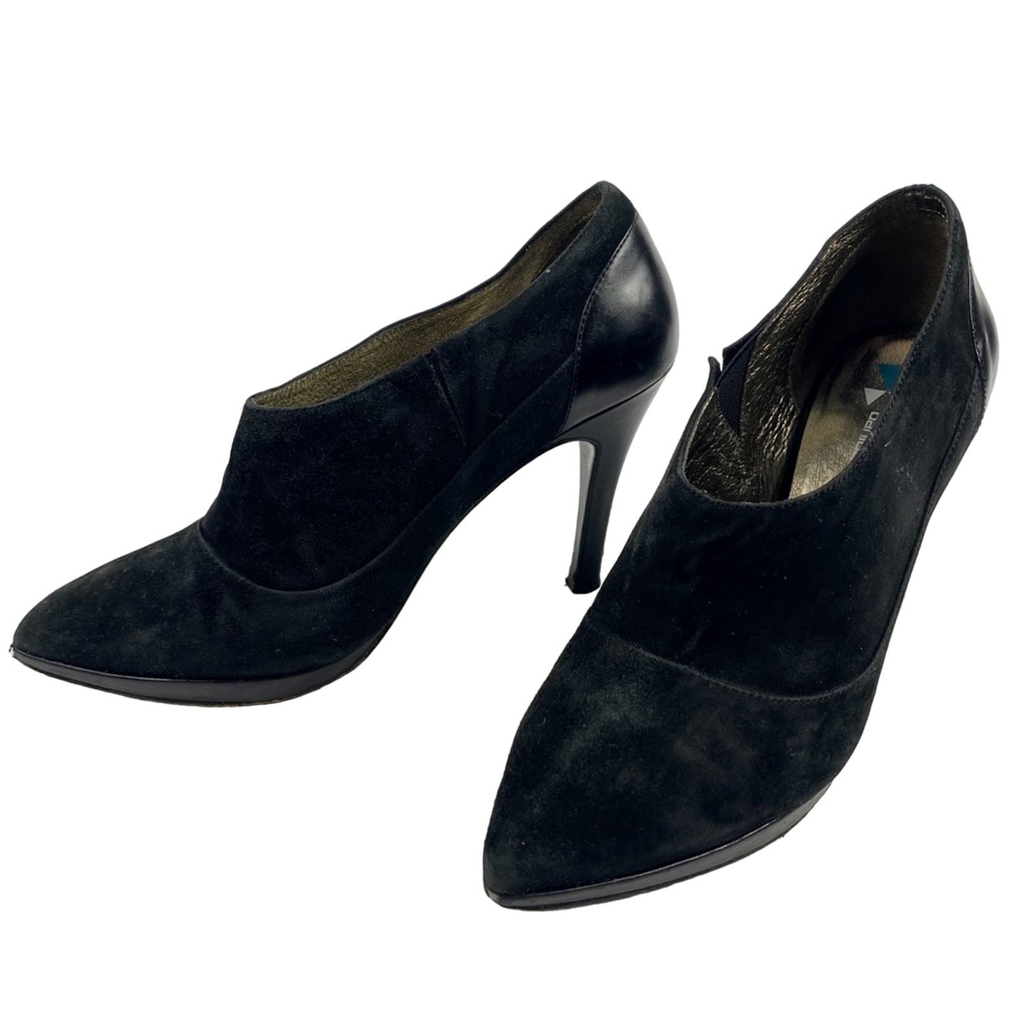 DaniBlack Ankle black suede Boots slip-on booties stiletto Heels size 6.5 shoes
