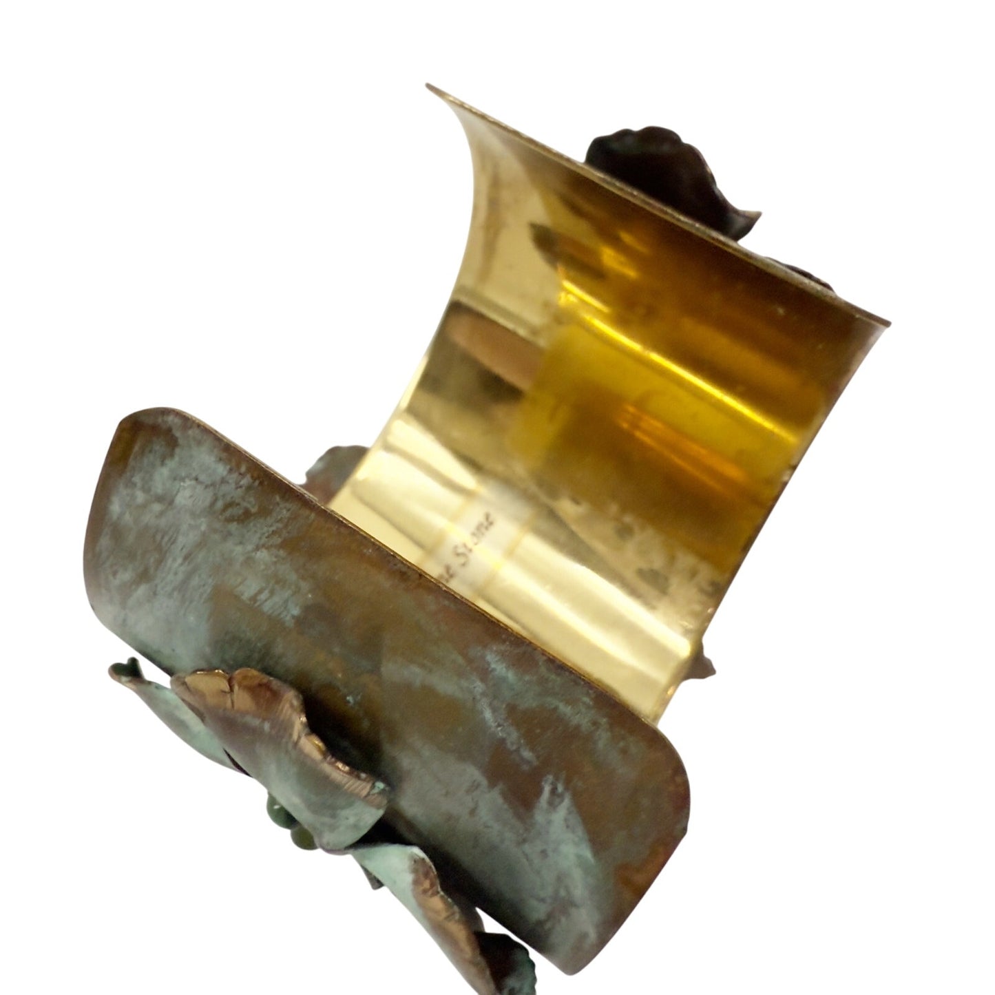 Verdigris Patina solid brass floral wide 2" Cuff Bracelet genuine stones jewelry