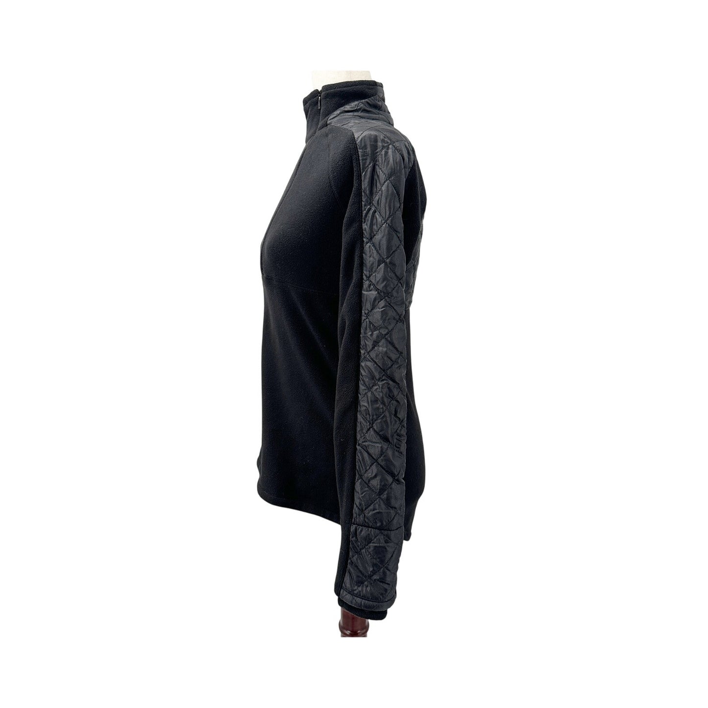 Athleta black fleece & quilted nylon 1/4 zip Pullover Top womens XS outerwear