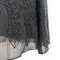JKARA black Cocktail Beaded Top women's LARGE v-neck blouse sheer bell sleeve