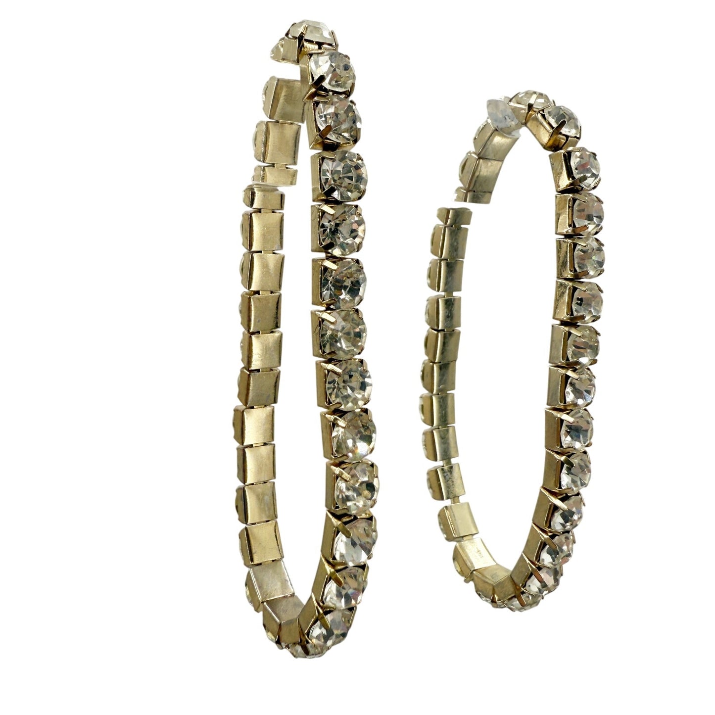 two vintage strands of clear Rhinestones stretch Bracelets costume jewelry