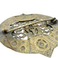 vintage brass metal shield medallion BROOCH dark orange goldstone jewelry pin