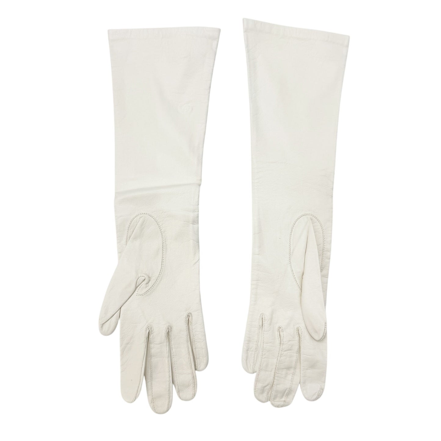 vintage Aris of Paris white leather Below Elbow Dress Gloves women's 7 small