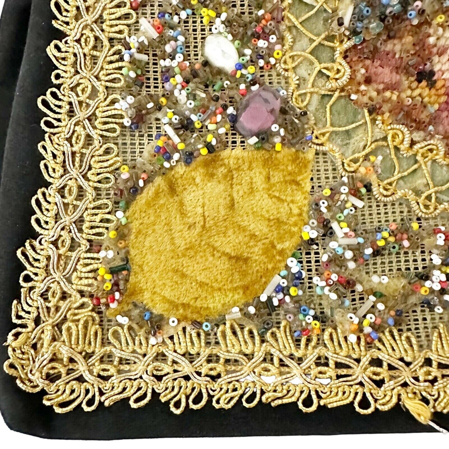 vintage Veldore of Houston embellished Handbag velvet beads needlepoint purse