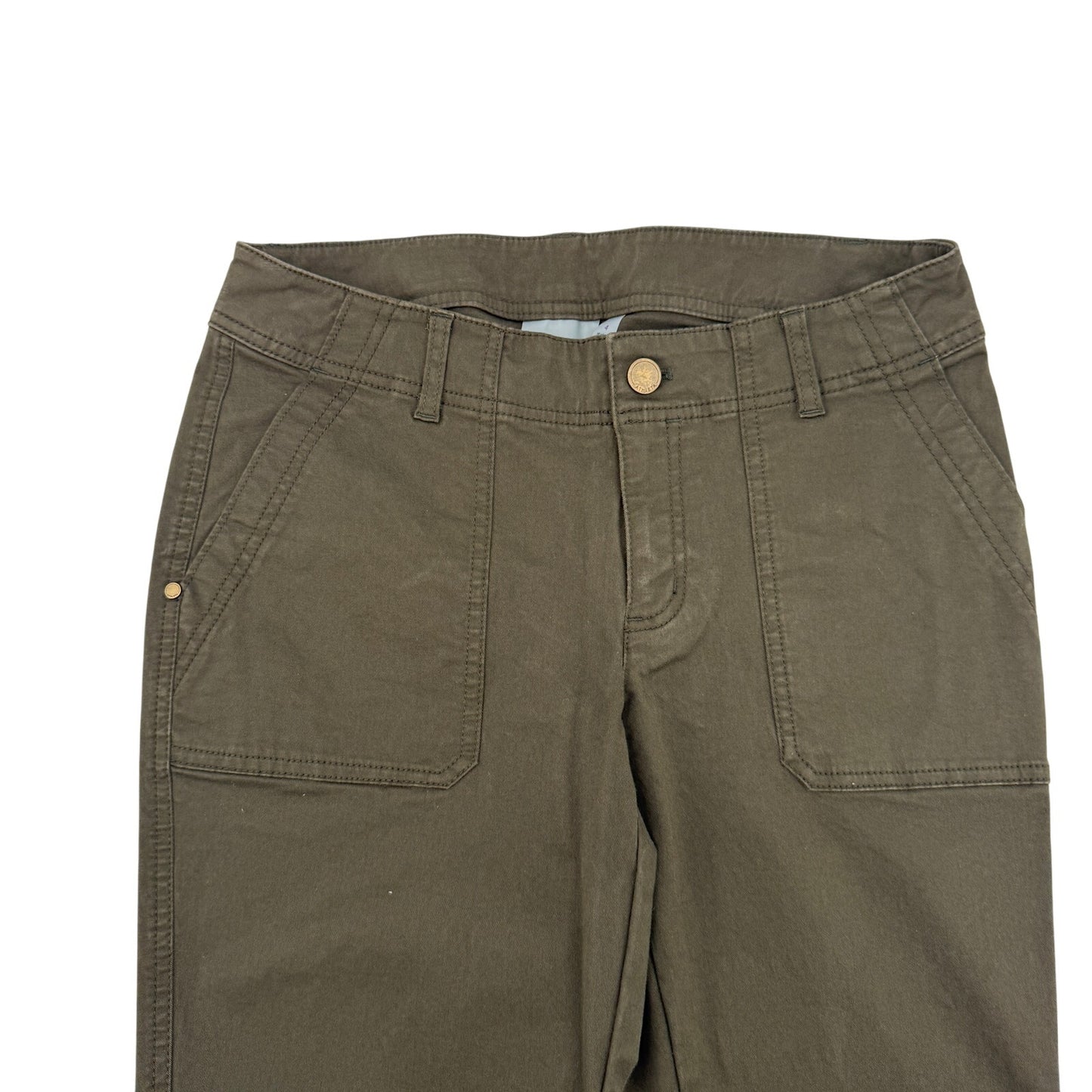 Athleta dark olive green Boulder Pants women's 4 small organic cotton bootcut