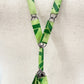 vintage dark & light green Paper Clip Tassel Necklace silver tone metal jewelry