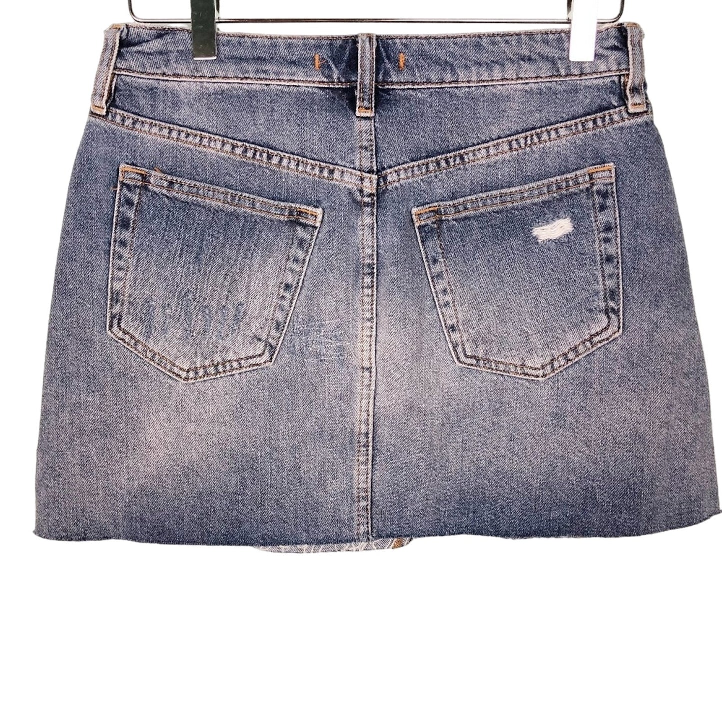 We the Free People blue denim short SKIRT distressed mini size 27 new $60