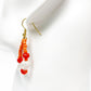 handmade orange & crystal loop beaded EARRINGS jewelry NEW vintage beads