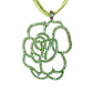 VCLM green rhinestone flower pendant 14" rope strand NECKLACE costume jewelry