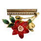 vintage hanging red flower & gold tone metal BROOCH floral jewelry pin