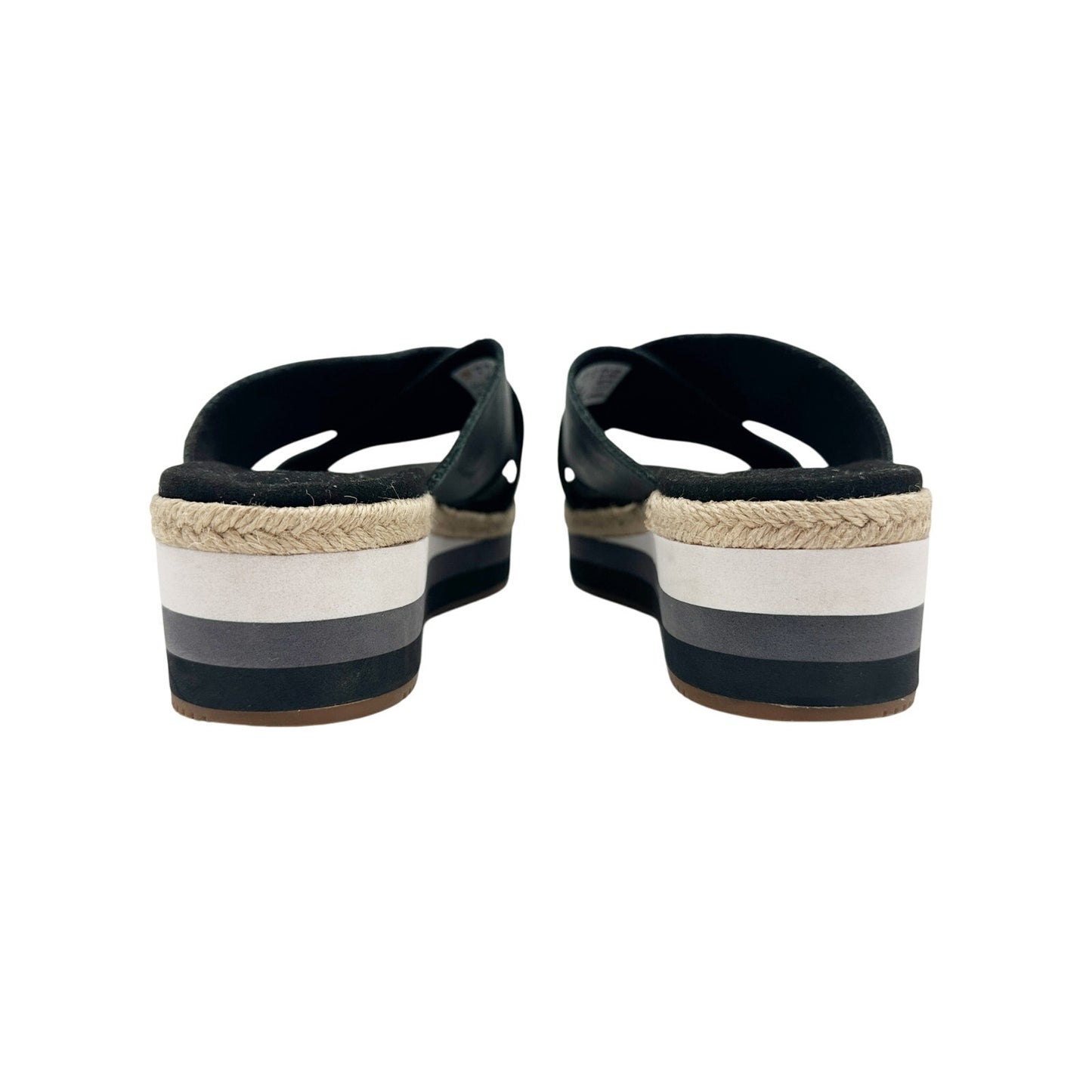 Timberland black leather gray white jute Slide Sandals women's 6 shoes Ortholite