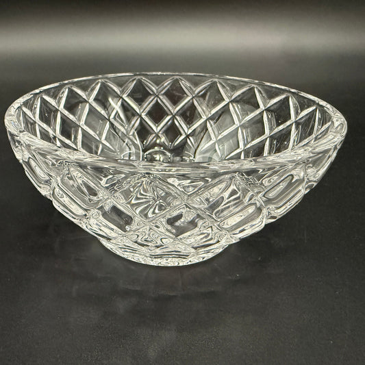 vintage Lenox criss cross cut Diamond 5" Round Bowl clear crystal glass giftware