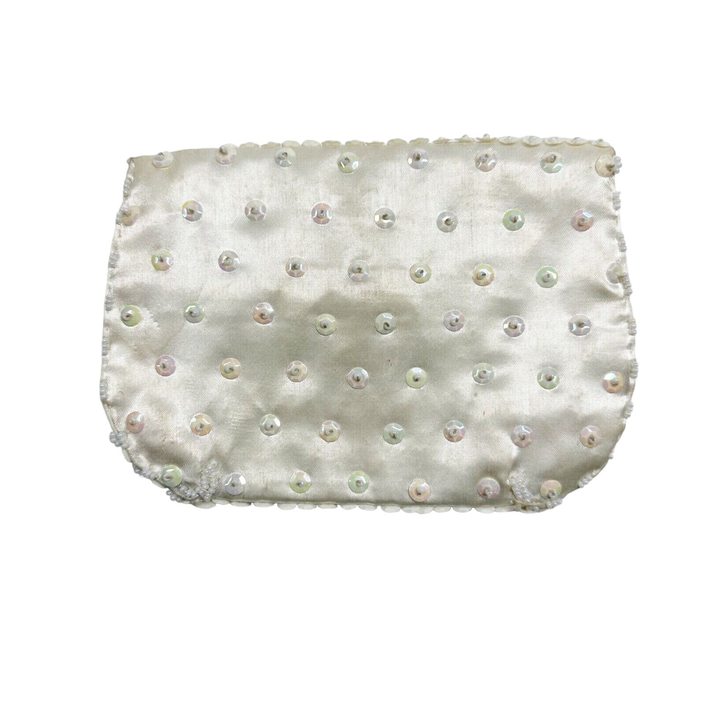 vintage white sequins beaded K. Gimbel small evening Clutch Bag purse Hong Kong
