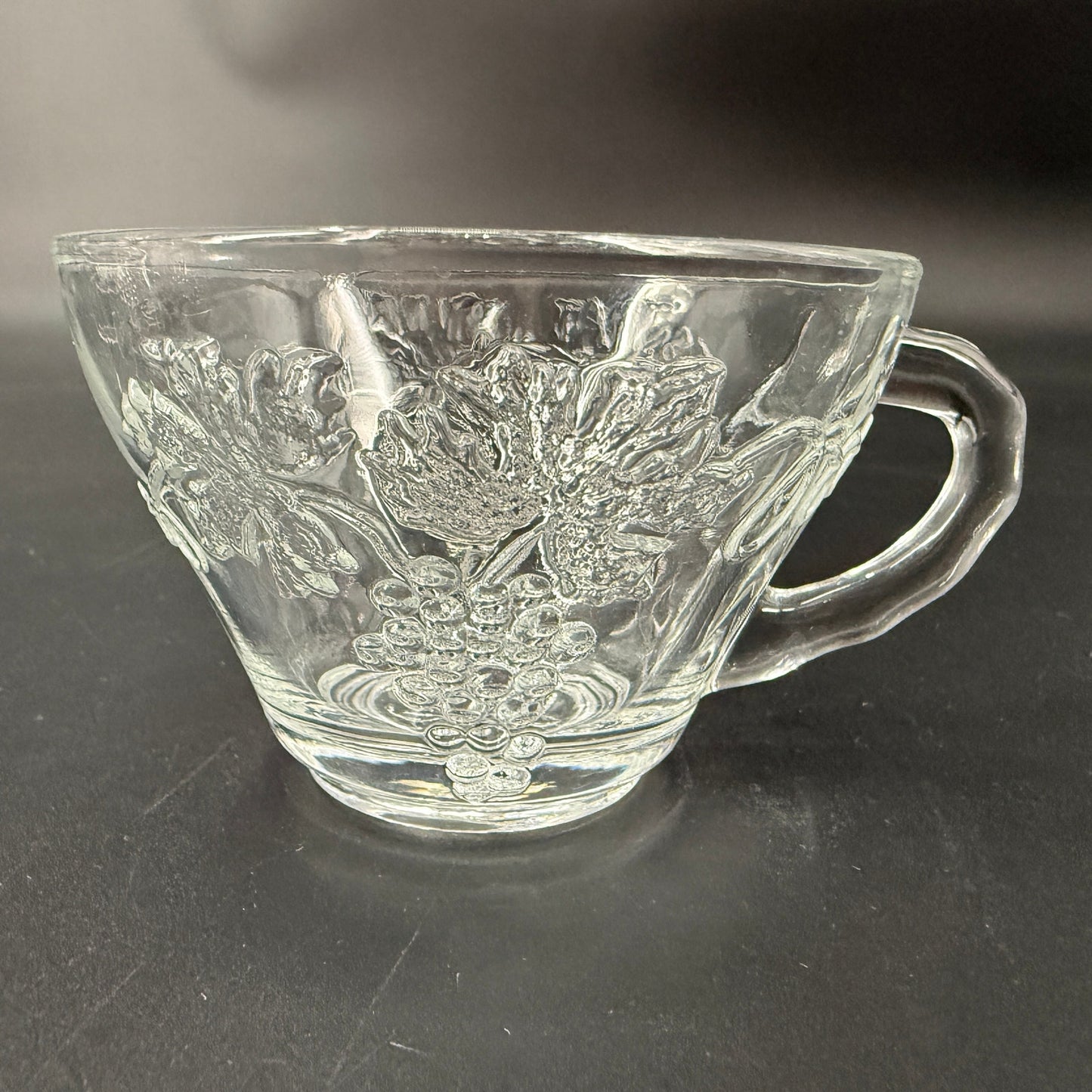 set of 3 vintage Anchor Hocking Vintage Clear Snack Cups grape clusters leaves