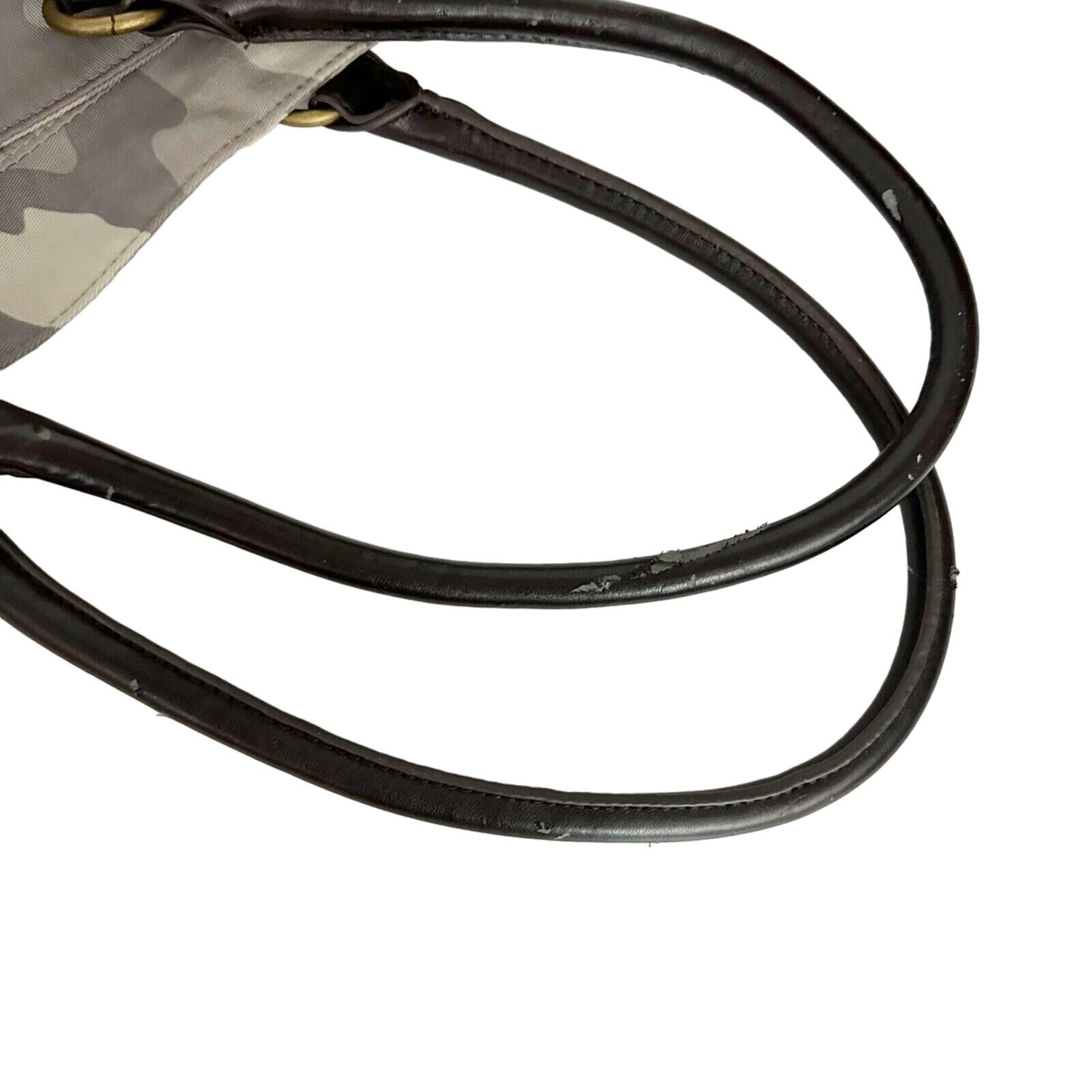 Banana Republic gray camouflage HANDBAG bag top handle purse faux leather camo