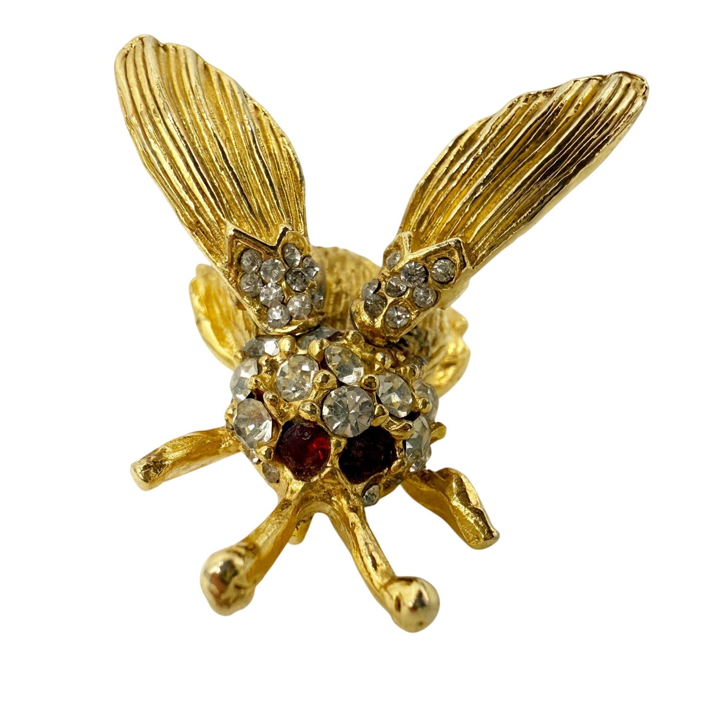 vintage Bee Bug rhinestones & gold Trembler jewelry Stick Pin hat collar lapel