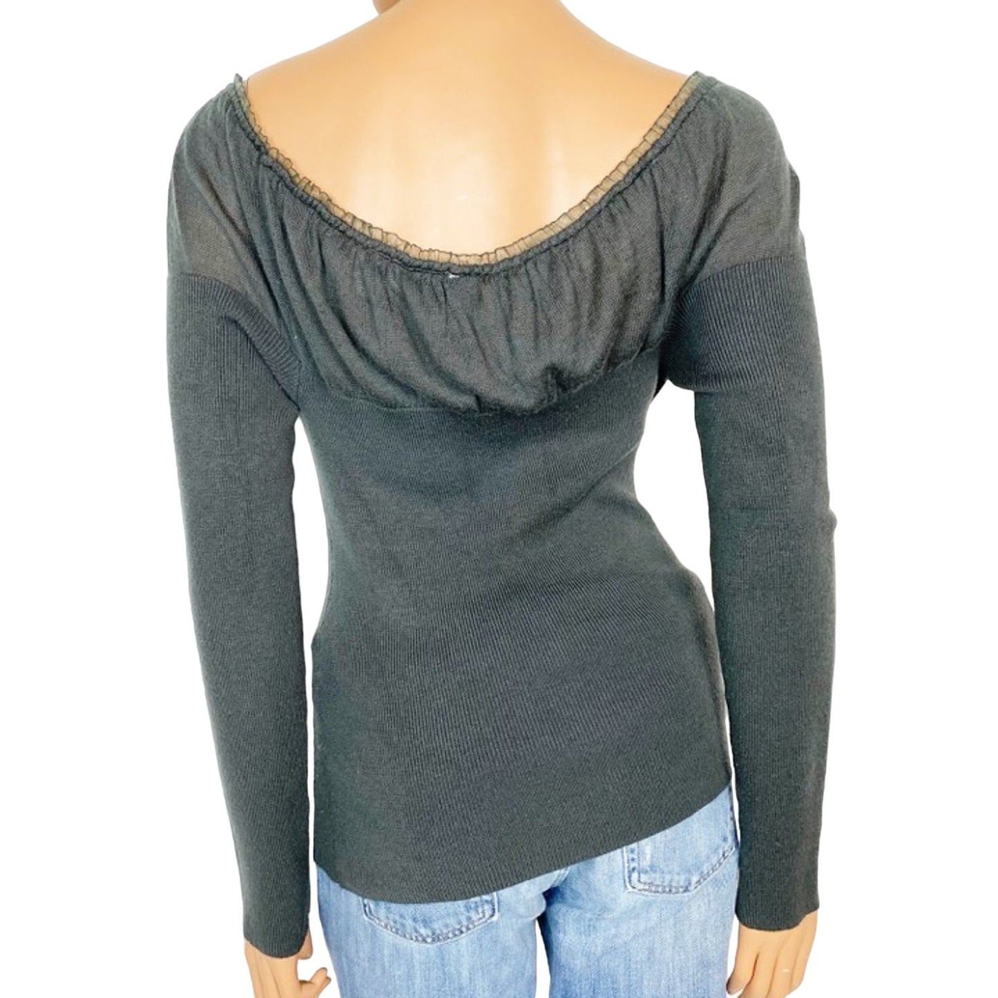 Ivy Jane dark gray fitted sweater top women's S small designer sample