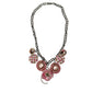 vintage pink earrings & brooches NECKLACE flowers rhinestones faux pearls