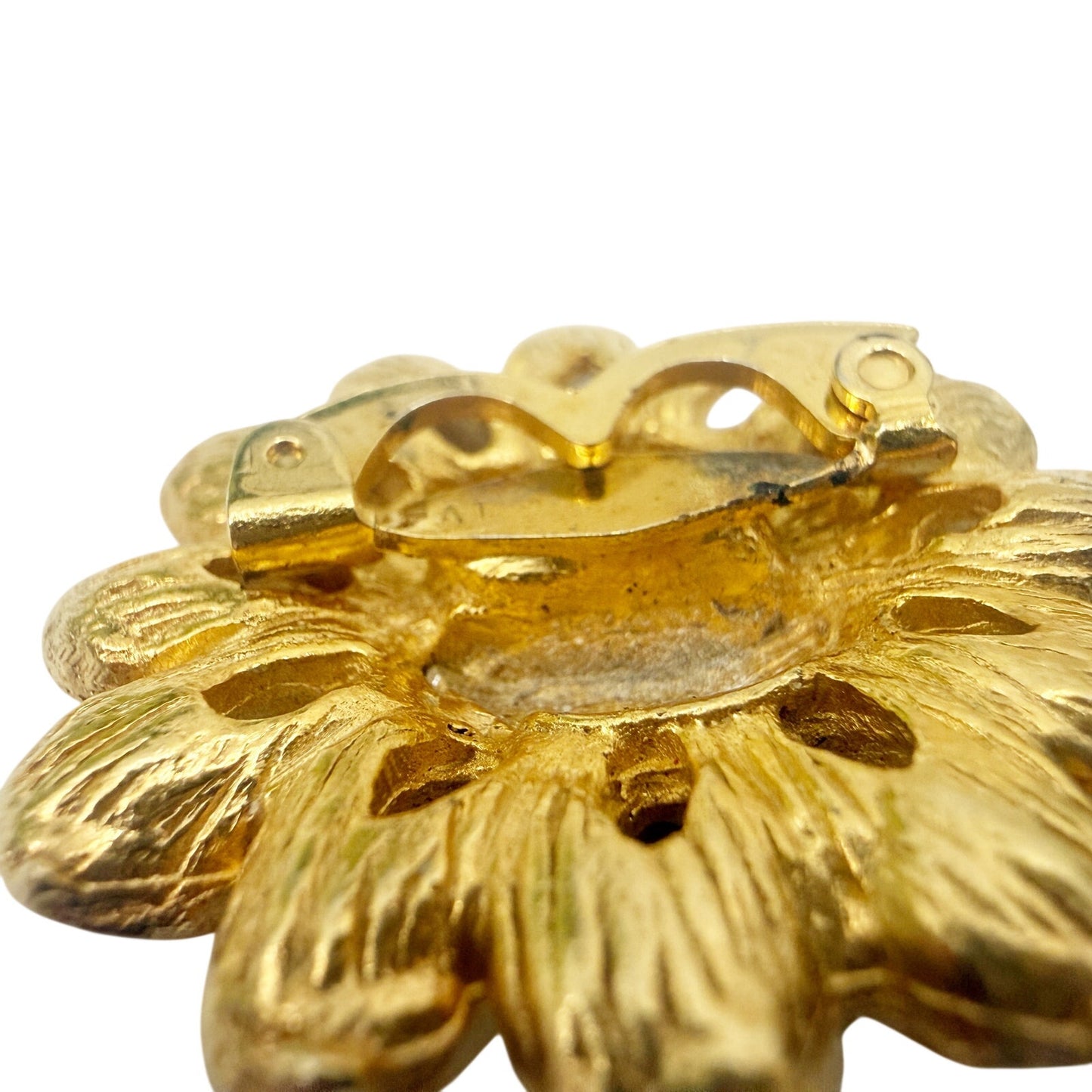 vintage gold tone metal Flower Clip floral costume jewelry scarf fur dress shoes