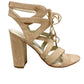David's Bridal nude Faux Suede Lace-Up Sandals APARIS1 shoes block heels size 9
