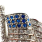 vintage American Flag blue & silver rhinestones BROOCH patriotic jewelry pin