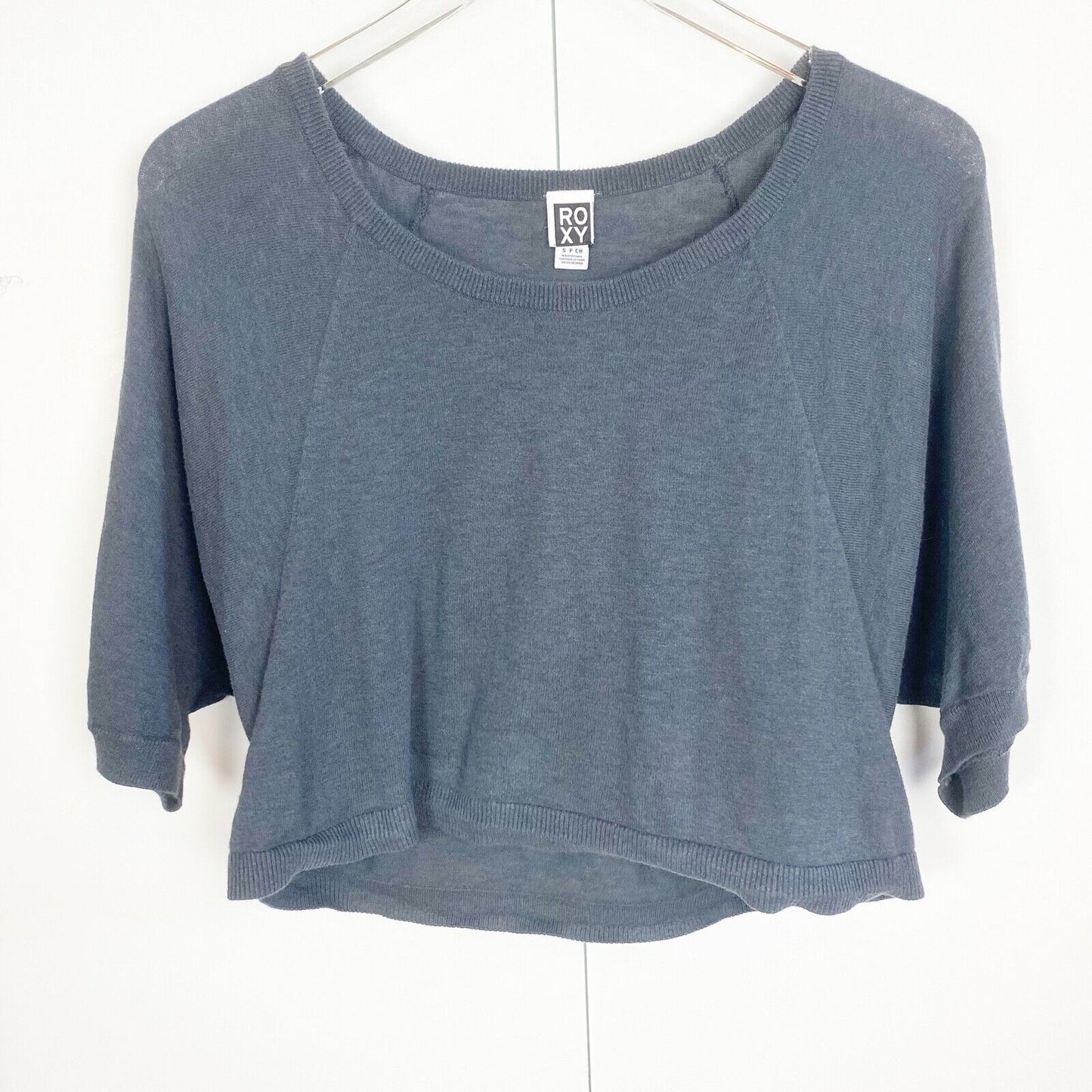 womens ROXY dark gray Sweater Crop Top size SMALL lightweight