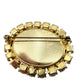 vintage green rhinestones stone & gold oval BROOCH costume jewelry pin