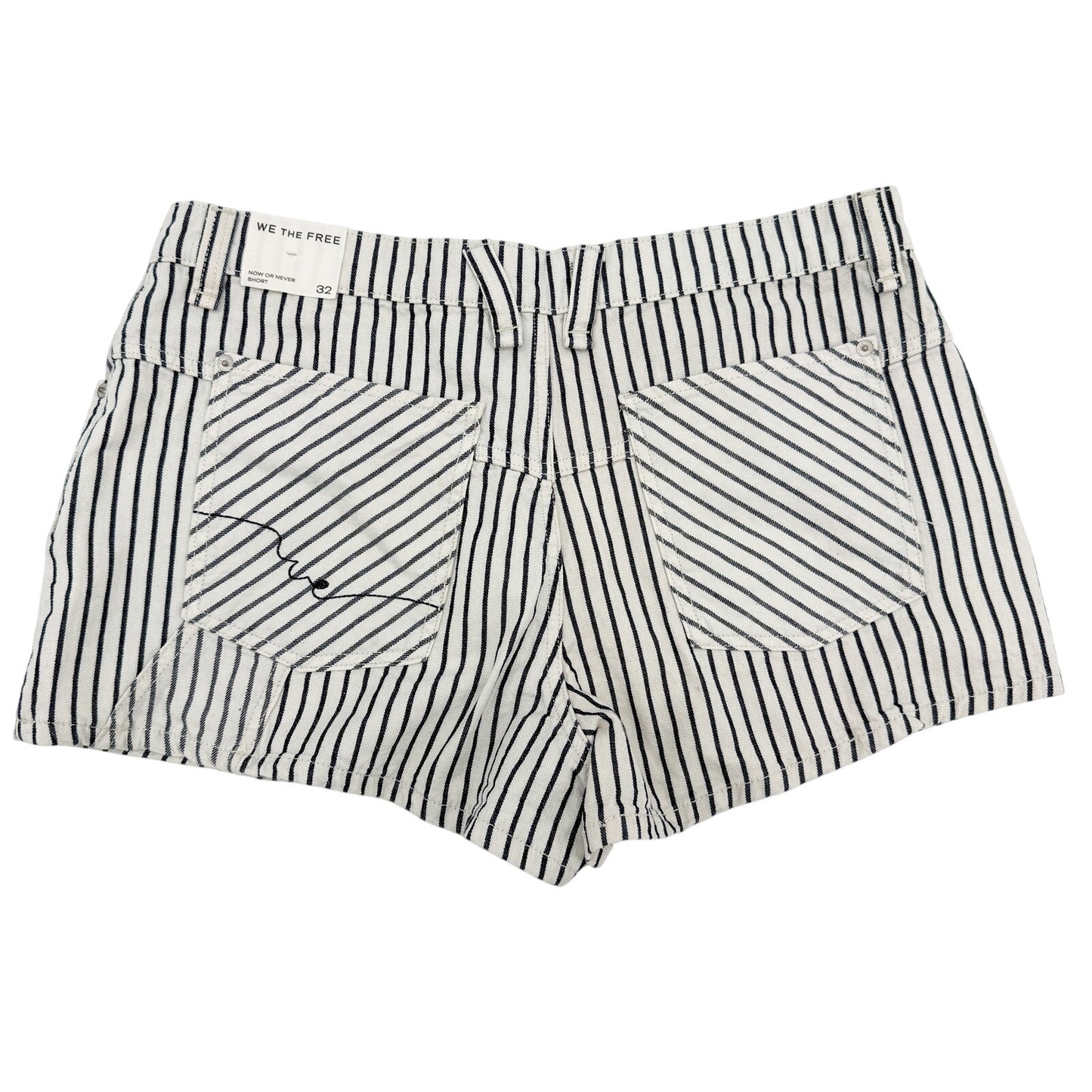 We The Free People Now or Never Railroad Denim Shorts size 32 black & white NEW