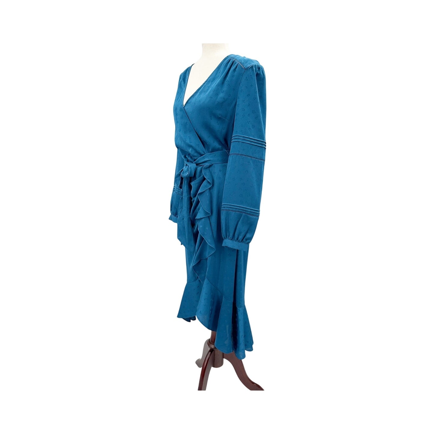 Veronica Beard blue cerulean Miriam Dress women's 10 medium NWT $550 ruffle hem