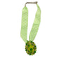 white polka dot & green 14" grosgrain ribbon pendant NECKLACE costume jewelry