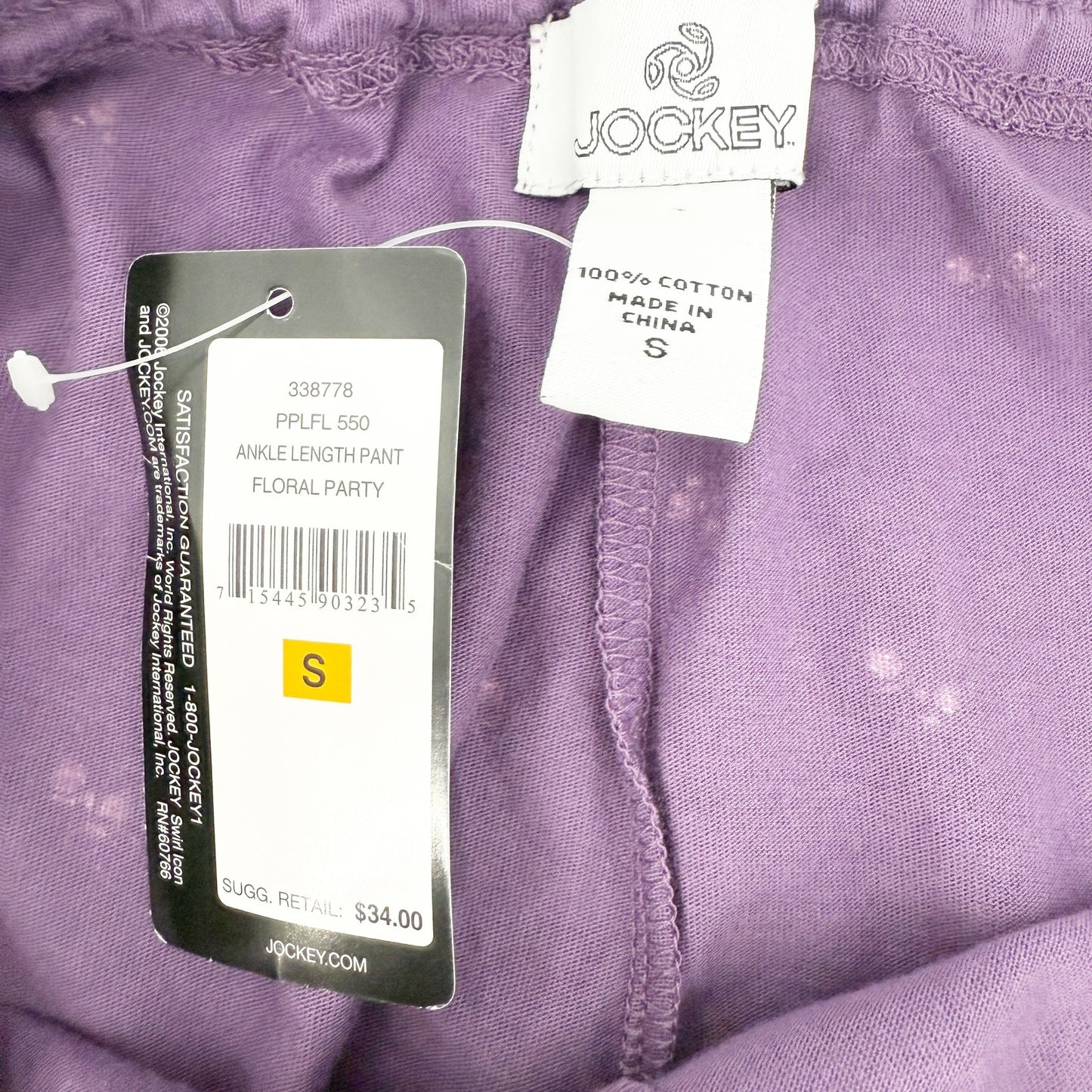 Jockey purple pink floral Sleep Pants women's SMALL pajama lounge bottoms NEW