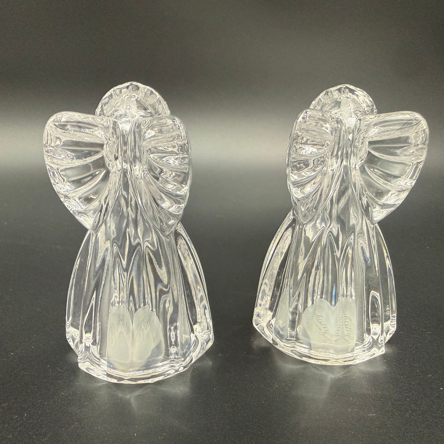 Gorham Holiday Traditions Angels Salt & Pepper set full lead crystal Christmas