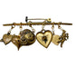 vintage antique gold & faux pearls Bar BROOCH hearts cupid jewelry pin