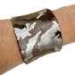 AV Max brown & silver leather wrapped Concave Cuff Bracelet camo jewelry NY