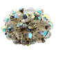 vintage iridescent beads & clear rhinestones BROOCH oval-shaped jewelry pin