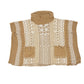 Sharon Young tan & cream geometric Cowl Neck Sweater Poncho women's S / M top